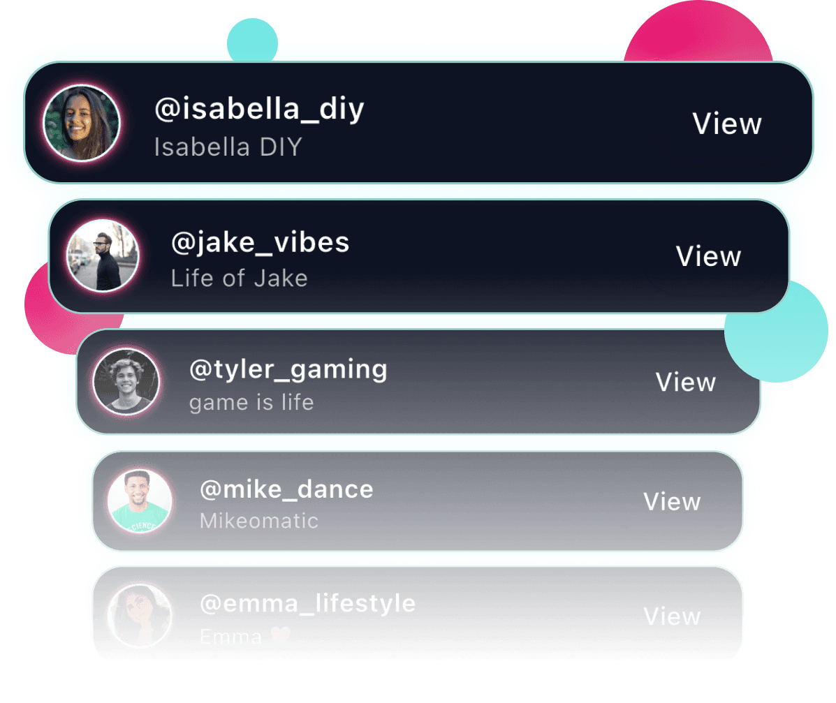 A list of TikTok followers inside TrackTok
